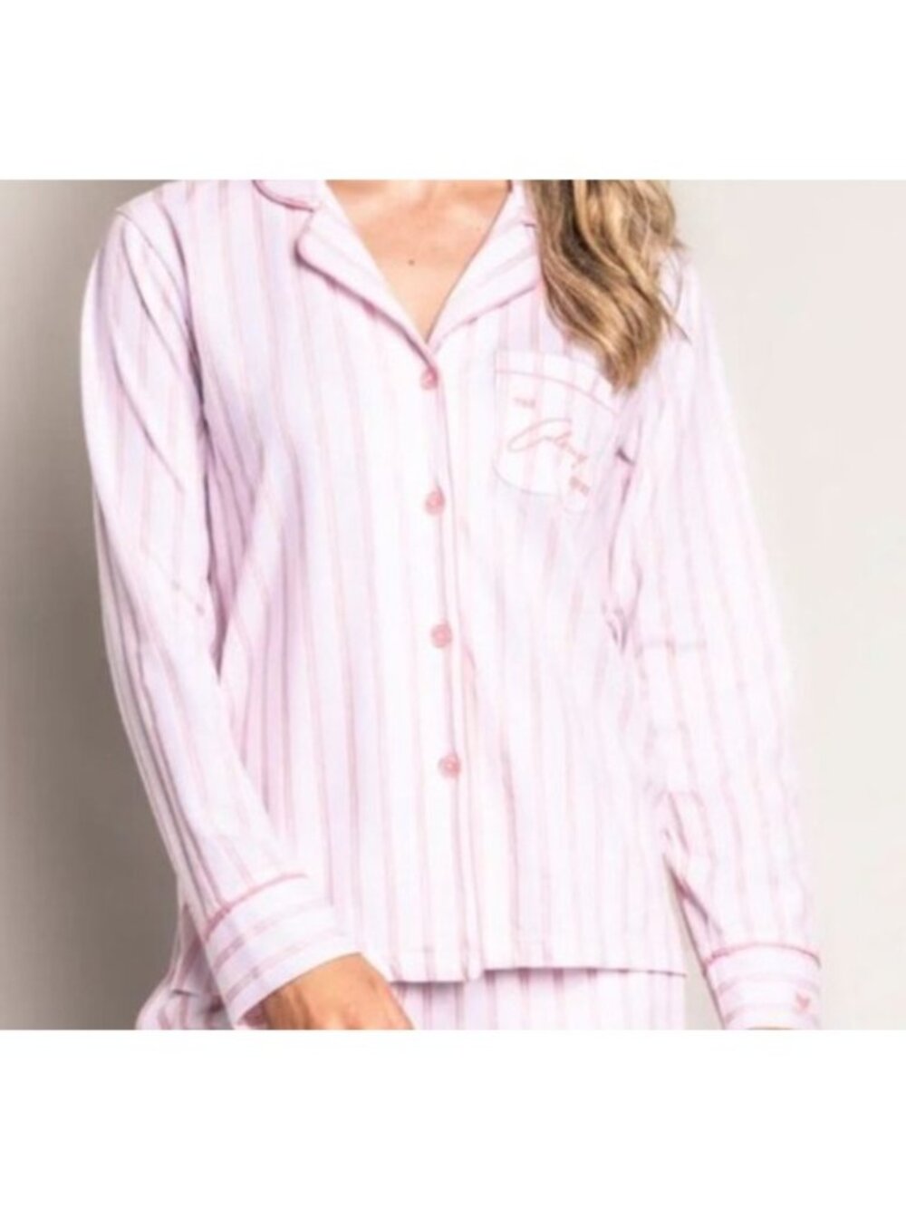 Petite Plume The Colony Hotel Girls Striped Pajama Set Pink & White Size 12 Cott - Picture 11 of 13